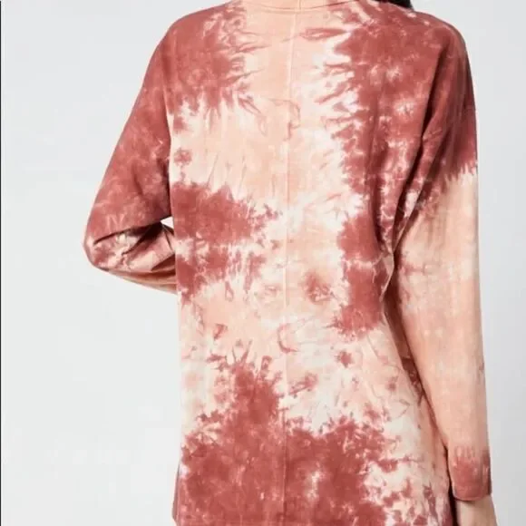 Free People Tie-Dye Long Sleeve Top in Pink and Cream - Picture 7 of 13
